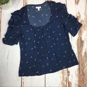 Silence + Noise scoop neck top with puff sleeves